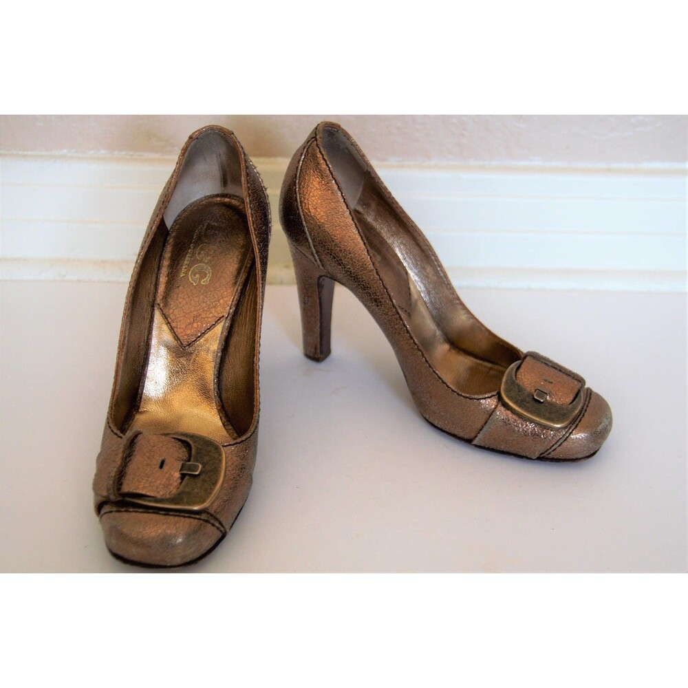 Vintage 90s D&G Dolce Gabbana Pumps, Gold Leather Heels, Designer Shoes 37 Women